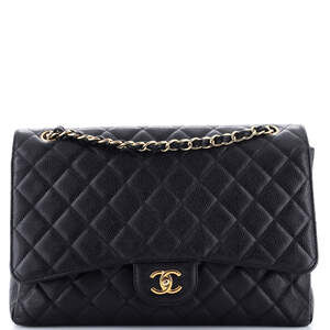 Chanel Maxi Vintage Classic Double Flap Bag Quilted Caviar